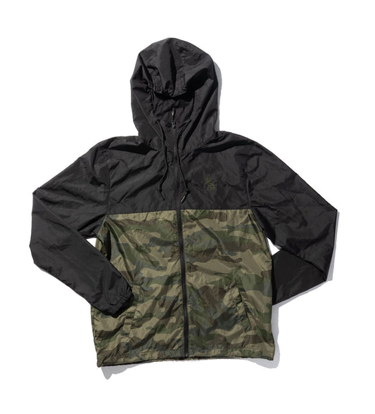 100 Miles Original Logo-Black/Army Camo Full zip Windbreaker