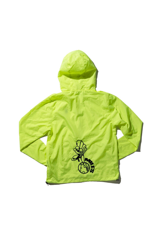 100 Miles safety yellow black original logo nylon windbreaker