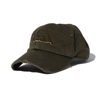 100 Miles Olive Distressed Dad Cap