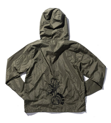 100 Miles Army Black Zip Light weight Pullover Windbreaker Anorak Jacket