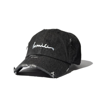 100 Miles Black Denim Signature Distressed Dad Hat