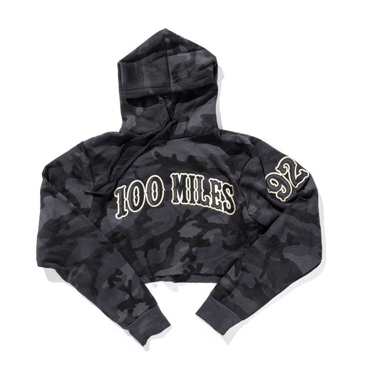 100 Miles Women's Black Camo Cropped Hoodie