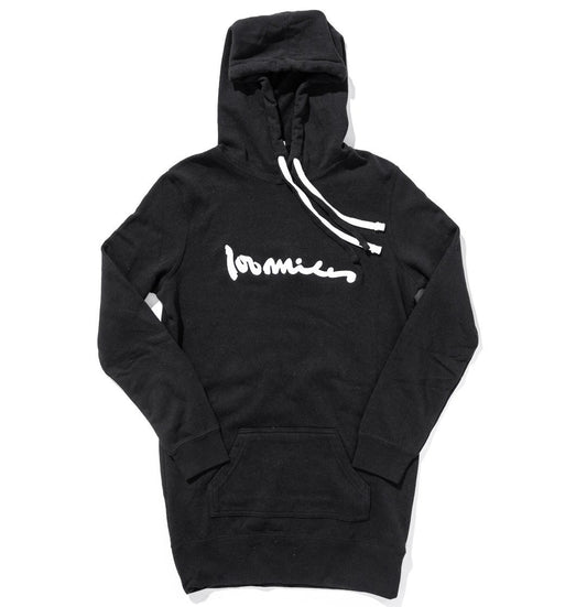 100 miles women's black signature hoodie dress