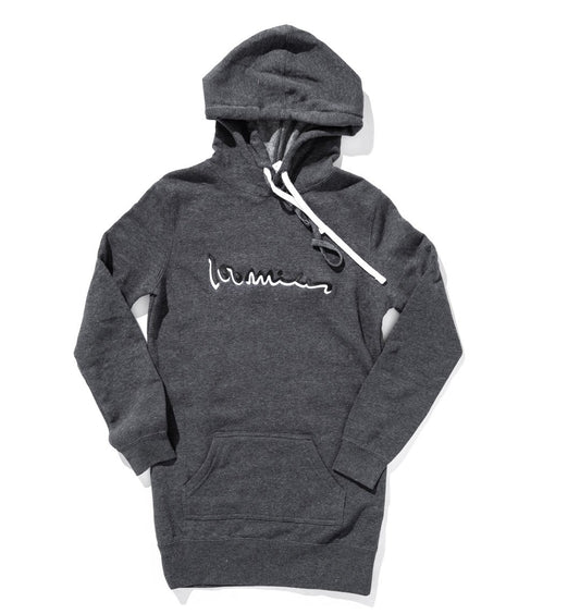 100 miles women's dark heather grey signature hoodie dress