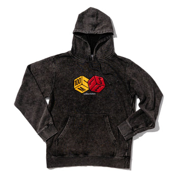 100 Miles Black Mineral Wash Dice Hoodie