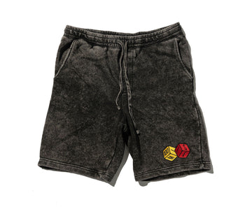 100 Miles Black Mineral Wash Dice Shorts