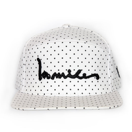 100 Miles 7 Panel - Dotted Signature Strapback- White