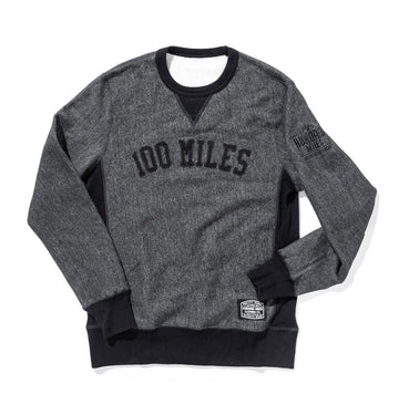 100 Miles Varsity Dark Charcoal Pepper w/Black Ribbing Robson Crewneck