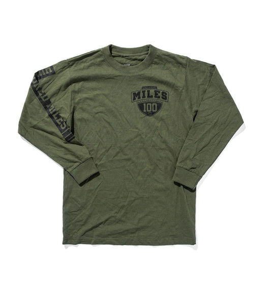 100 Miles Olive Green Shield Logo