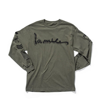 100 Miles Signature Army Green Racer Longsleeve