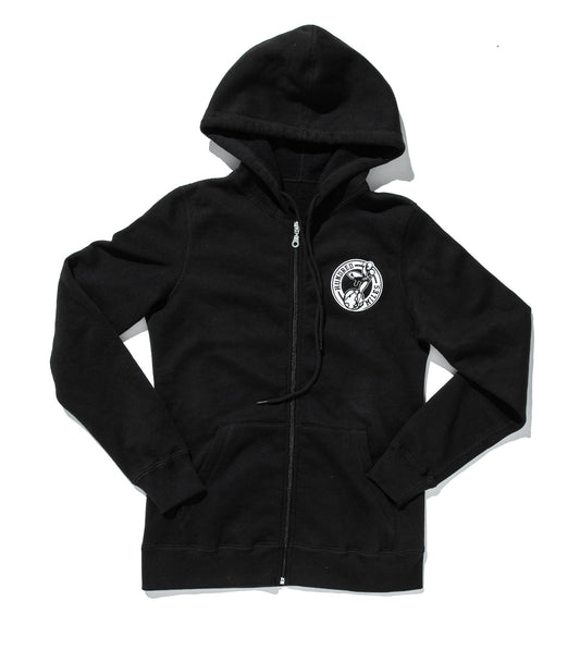 100 Miles Womens Original Logo Black Full Zip Hoodie